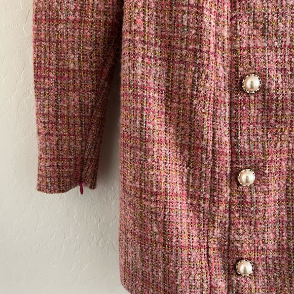 NWT Lovers and Friends Amira Tweed Wool Blend Pink Long Sleeve Mini Dress - Picture 10 of 12